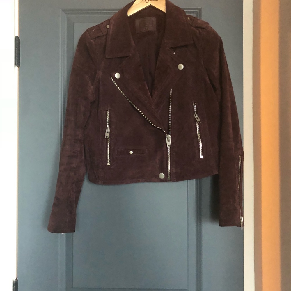 SL8 REAL LEATHER burgundy Moto jacket sz medium